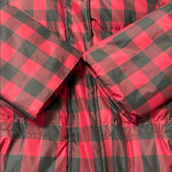Lauren Ralph Lauren DOWN Buffalo Plaid Red Black Puffer Hooded Parka Coat M - Picture 15 of 16
